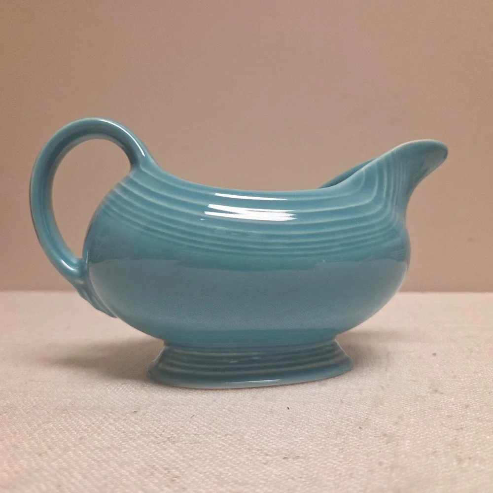Fiesta Homer Laughlin Turquoise Gravy Boat Ceramic Turquoise Made in USA
